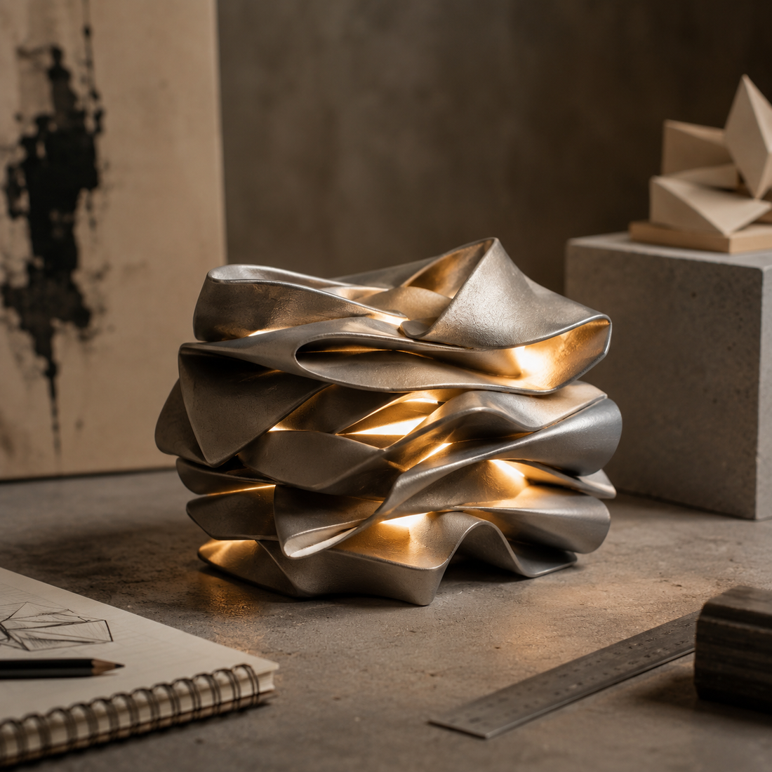 Fitnexin™ Chronofold Creased Metal LED Sculpture